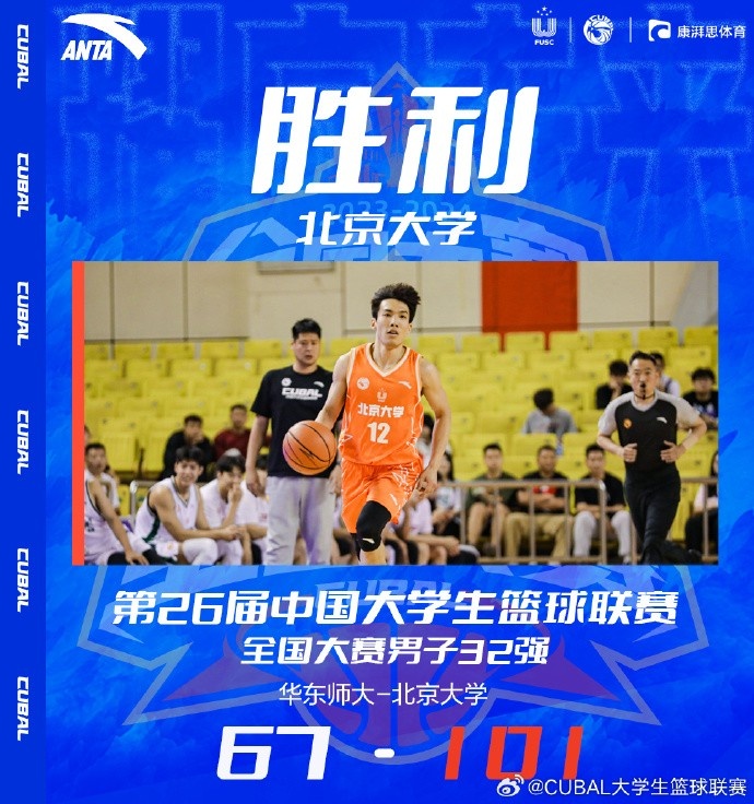 CUBAL-李苑鑫19分 王思博11+10 北京大学34分大胜华东师大